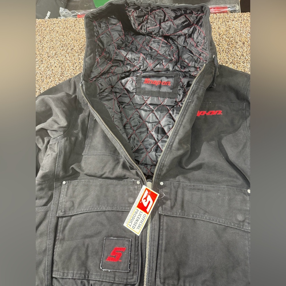 Snap-On Black Canvas Workwear Bomber with Red Lettering - Picture 12 of 16